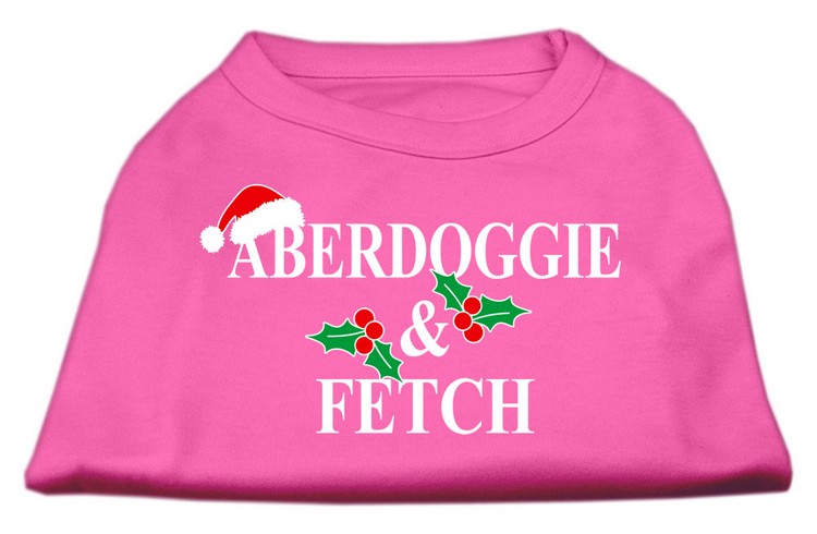 Aberdoggie Christmas Screen Print Shirt Bright Pink L